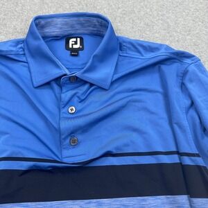 FootJoy Golf Polo‎ Shirt Performance Blue Black Stripe Mens Size XL
